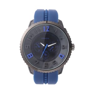 Strada Japanese Movement Sport Look Watch with Navy Blue Silicone Strap (45mm) (7.50-9.50 Inches)