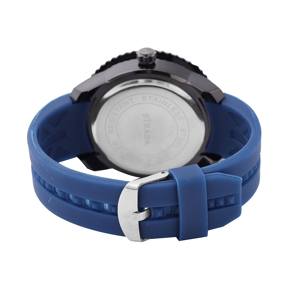 Strada Japanese Movement Sport Look Watch with Navy Blue Silicone Strap (45mm) (7.50-9.50 Inches) image number 5