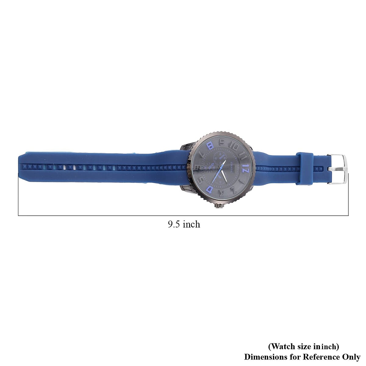 Strada Japanese Movement Sport Look Watch with Navy Blue Silicone Strap (45mm) (7.50-9.50 Inches) image number 6