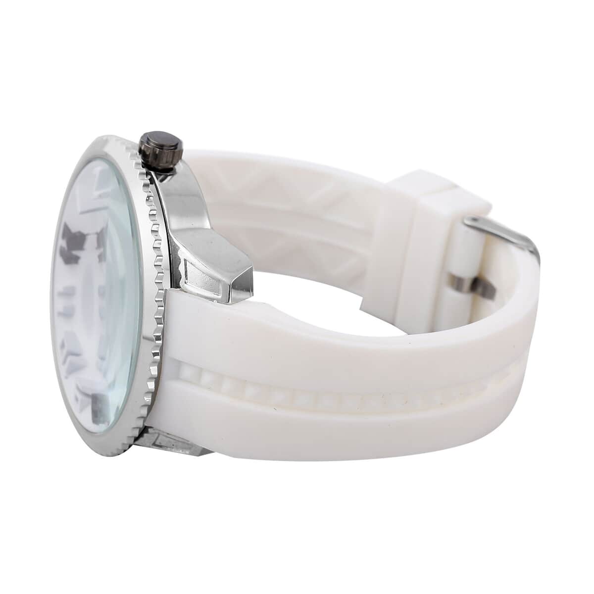 Strada Japanese Movement Sport Look Watch with White Silicone Strap (45mm) (7.50-9.50 Inches) image number 4