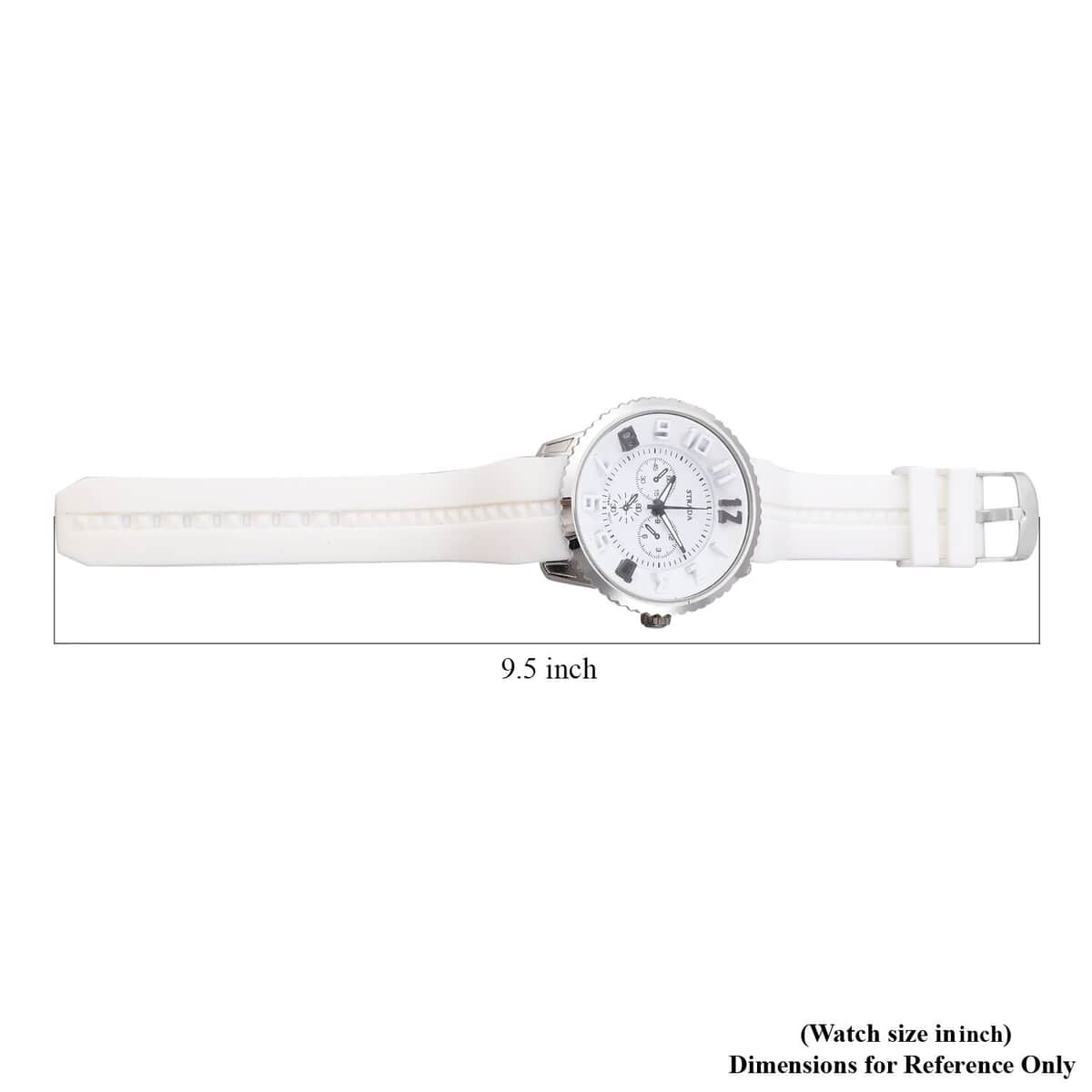 Strada Japanese Movement Sport Look Watch with White Silicone Strap (45mm) (7.50-9.50 Inches) image number 6