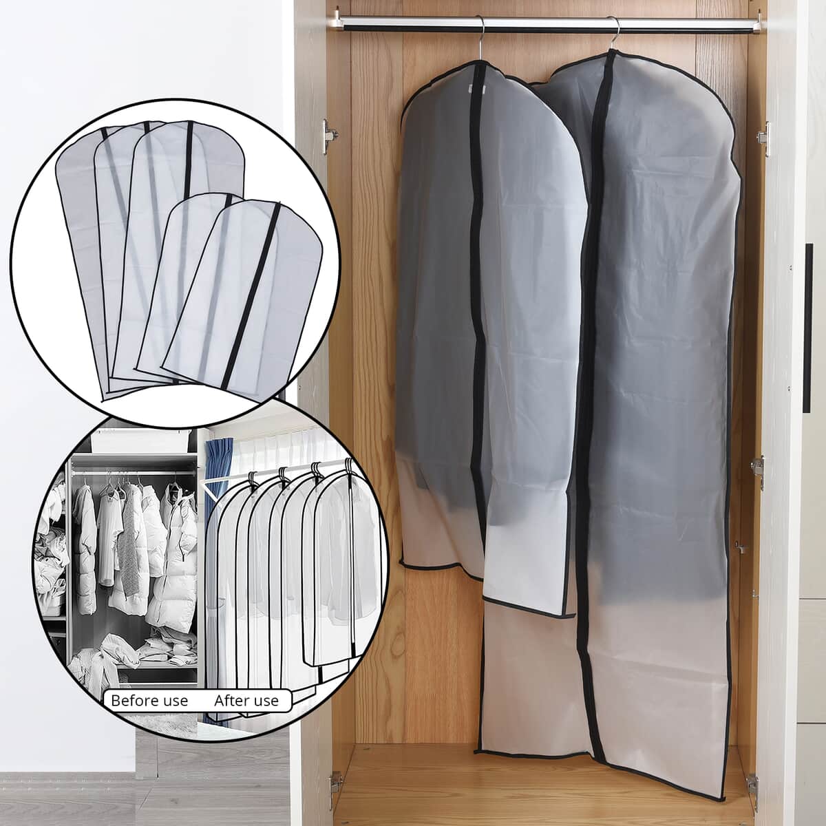 Dustproof Garment Bag with Zipper- 5 pcs image number 1