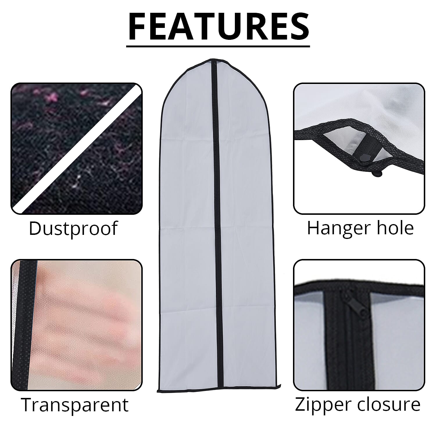 Set of 5 Dustproof Garment Bag with Zipper