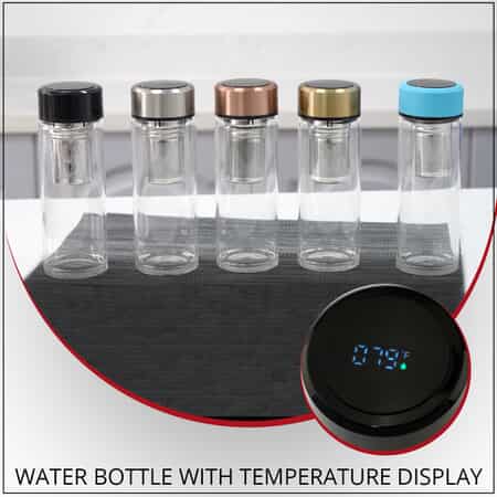 Elite Shungite Filter Infuser and Temperature Sensor Smart Water Bottle (LED Display, Long Filter) - Black image number 1