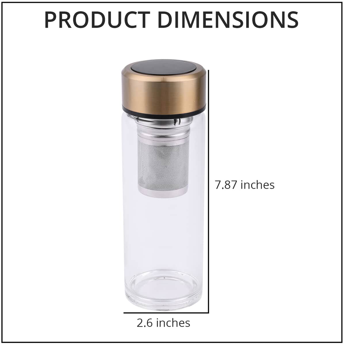 Elite Shungite Filter Infuser and Temperature Sensor Smart Water Bottle (LED Display, Long Filter) - Gold image number 3