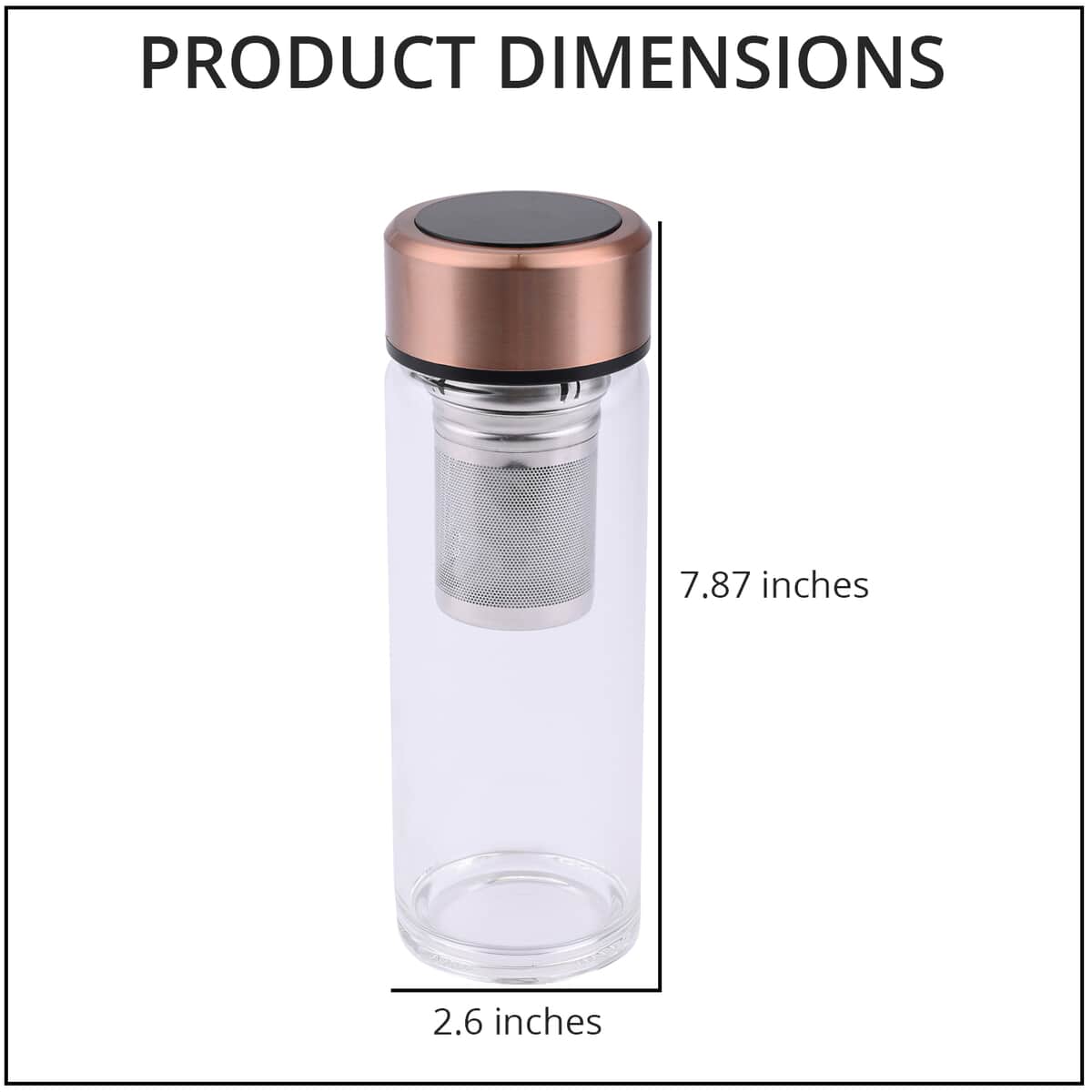 Elite Shungite Filter Infuser and Temperature Sensor Smart Water Bottle (LED Display, Long Filter) - Rose Gold image number 3