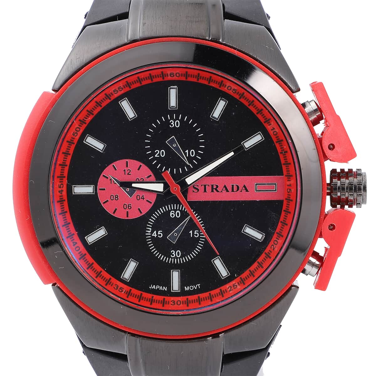 STRADA Japanese Movement Silicone Strap Watch in Red & Black image number 3
