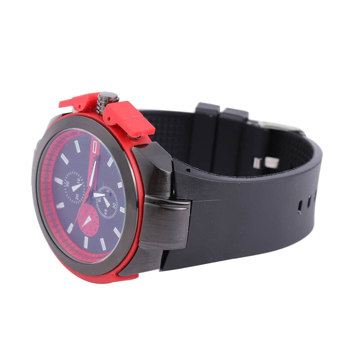 STRADA Japanese Movement Silicone Strap Watch in Red & Black image number 4