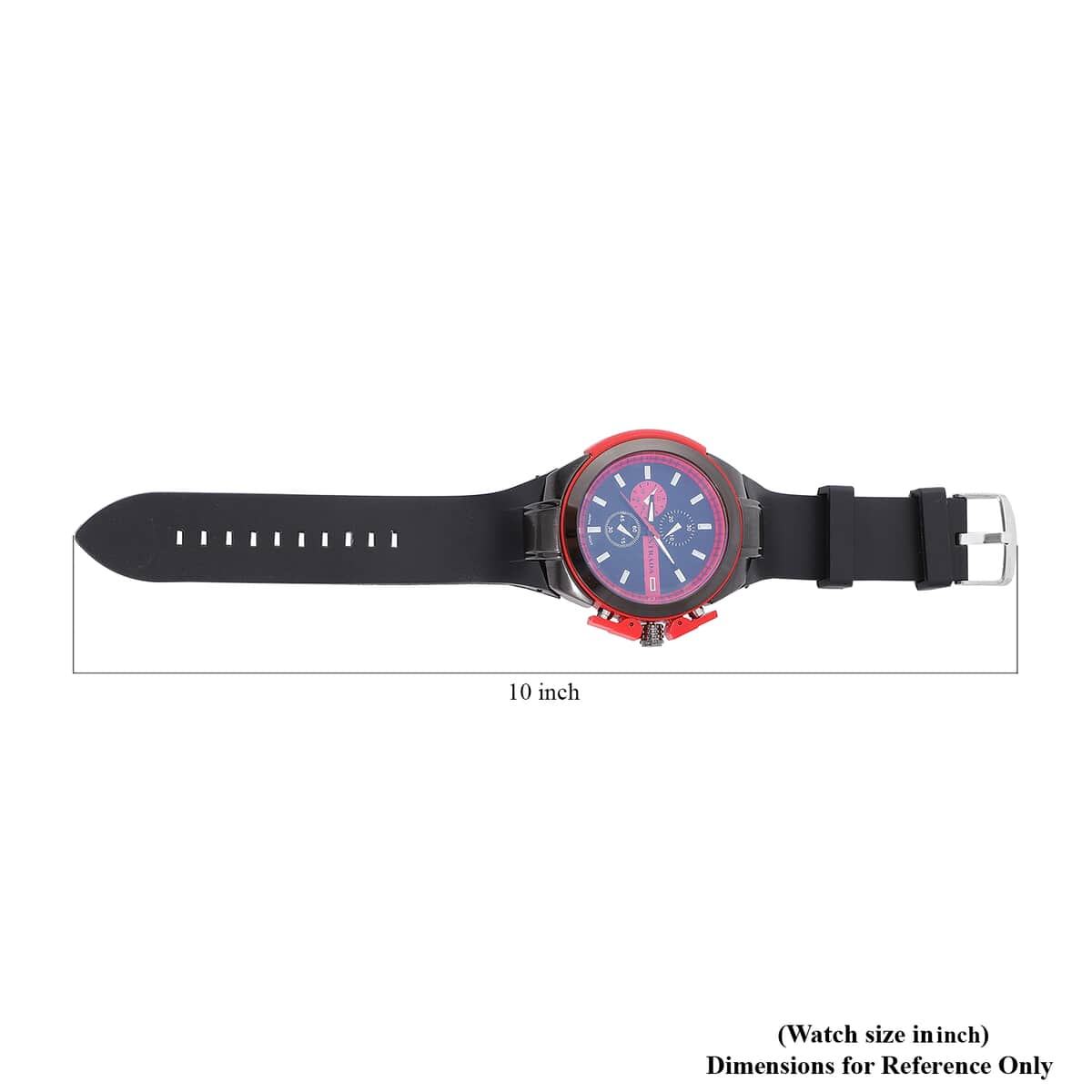 STRADA Japanese Movement Silicone Strap Watch in Red & Black image number 6