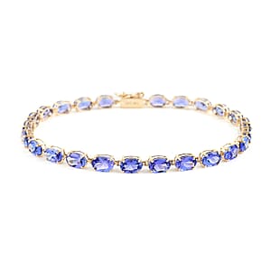Luxoro 14K Yellow Gold AAA Tanzanite Tennis Bracelet (7.25 In) 10.60 ctw
