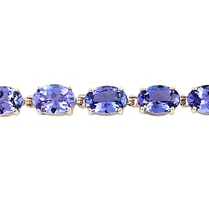 Luxoro 14K Yellow Gold AAA Tanzanite Tennis Bracelet (7.25 In) 10.60 ctw