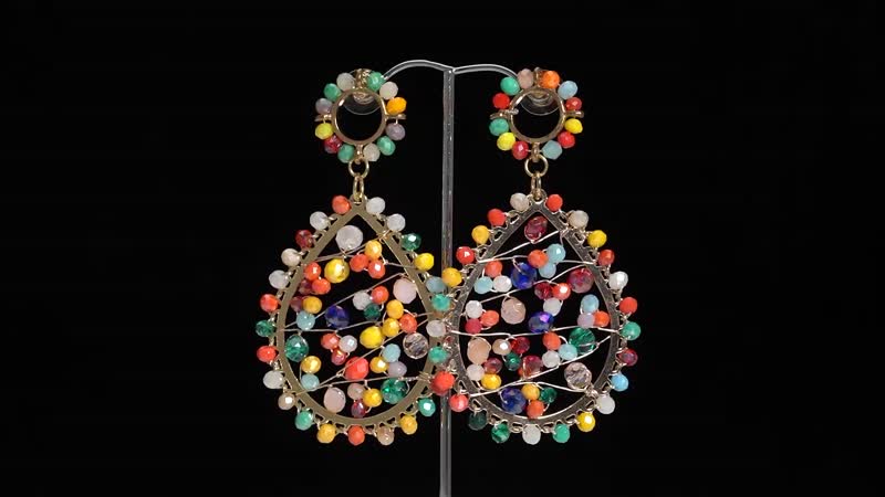 Simulated Multi Gemstone Drop Earrings in Goldtone