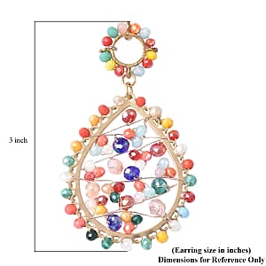 Simulated Multi Gemstone Drop Earrings in Goldtone