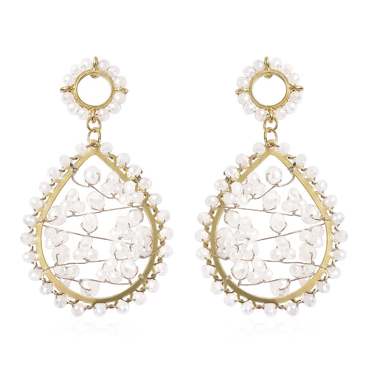 Simulated Multi Gemstone Drop Earrings in Goldtone