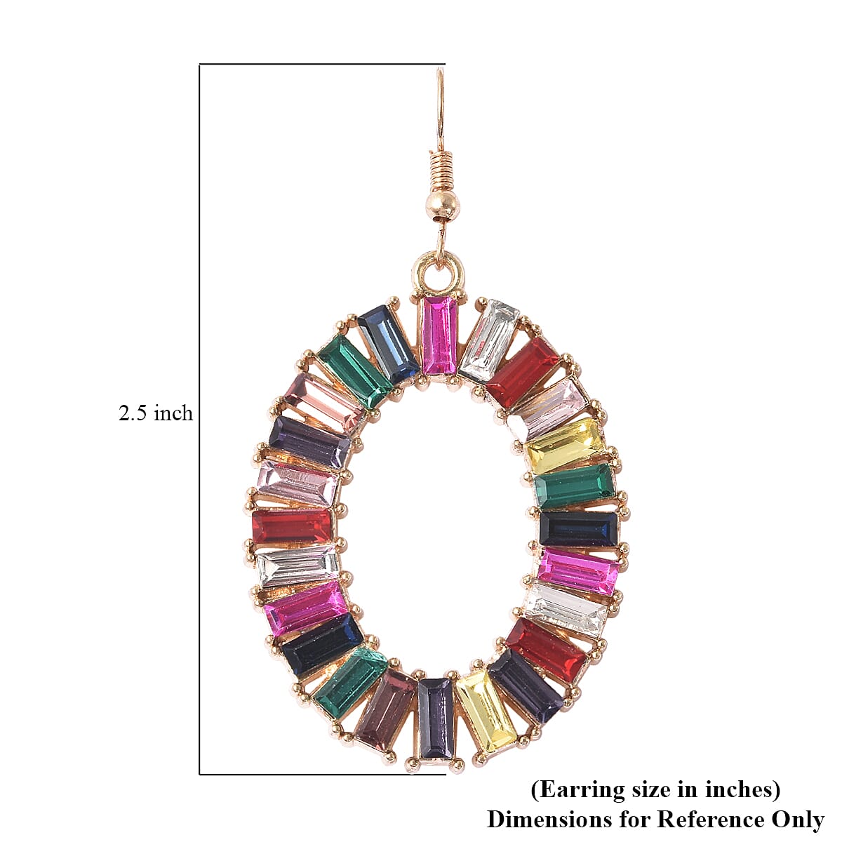 Simulated Multi Gemstone Hoop Earrings in Goldtone and ION Plated Stainless Steel