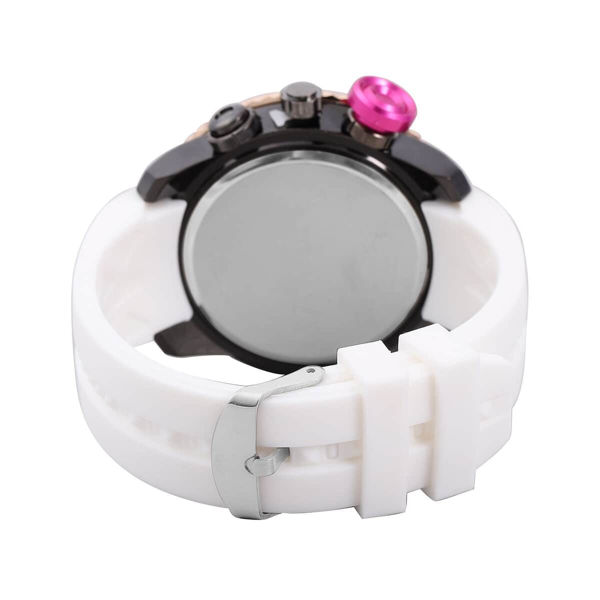 Strada Japanese Movement Peach false Button Dial Watch in White Silicone Strap (25.90 mm) (6-7.5 Inches) image number 5