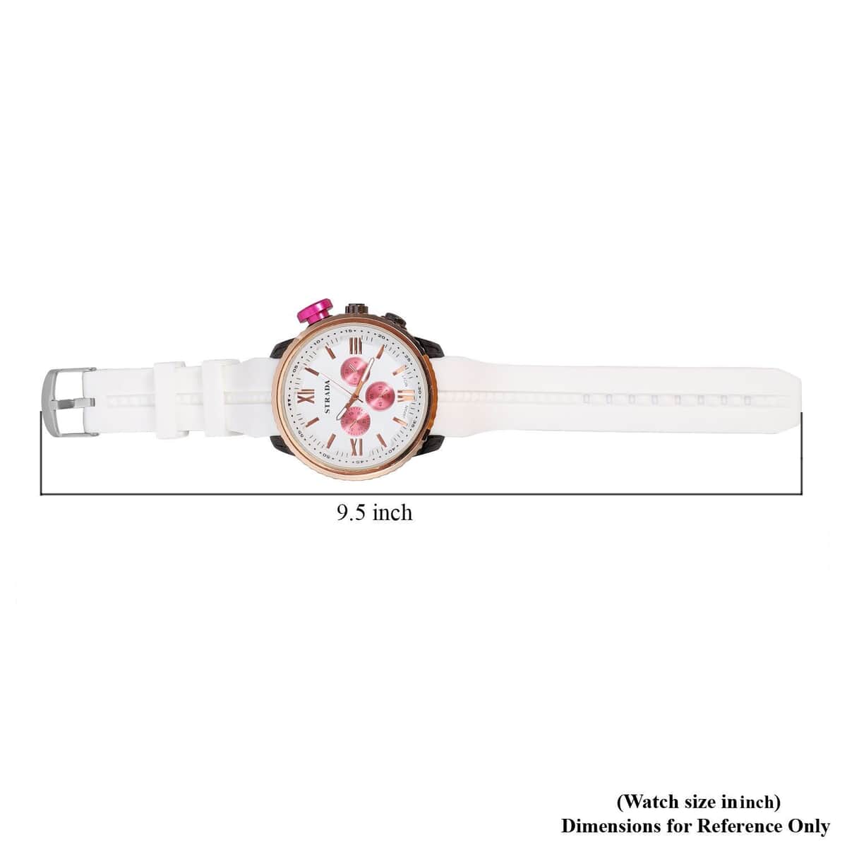 Strada Japanese Movement Peach false Button Dial Watch in White Silicone Strap (25.90 mm) (6-7.5 Inches) image number 6