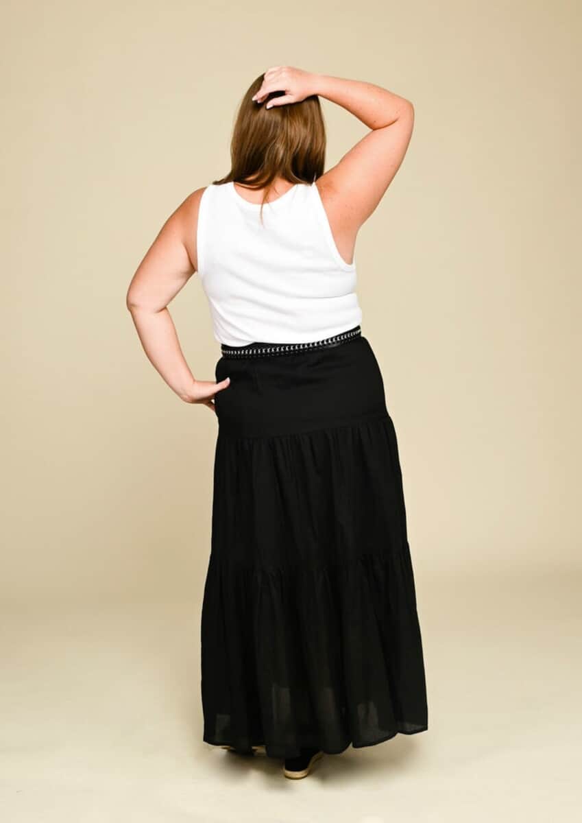 Tiered Solid Maxi Skirt image number 1