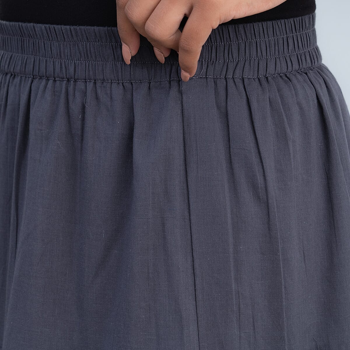 Tamsy Gray 100% Cotton Voile 3 Tier Skirt with Elasticity Waist image number 4