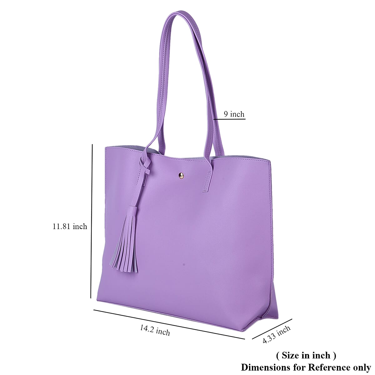 Passage Purple Women's Soft Faux Leather Tote Shoulder Bag with Tassel image number 6