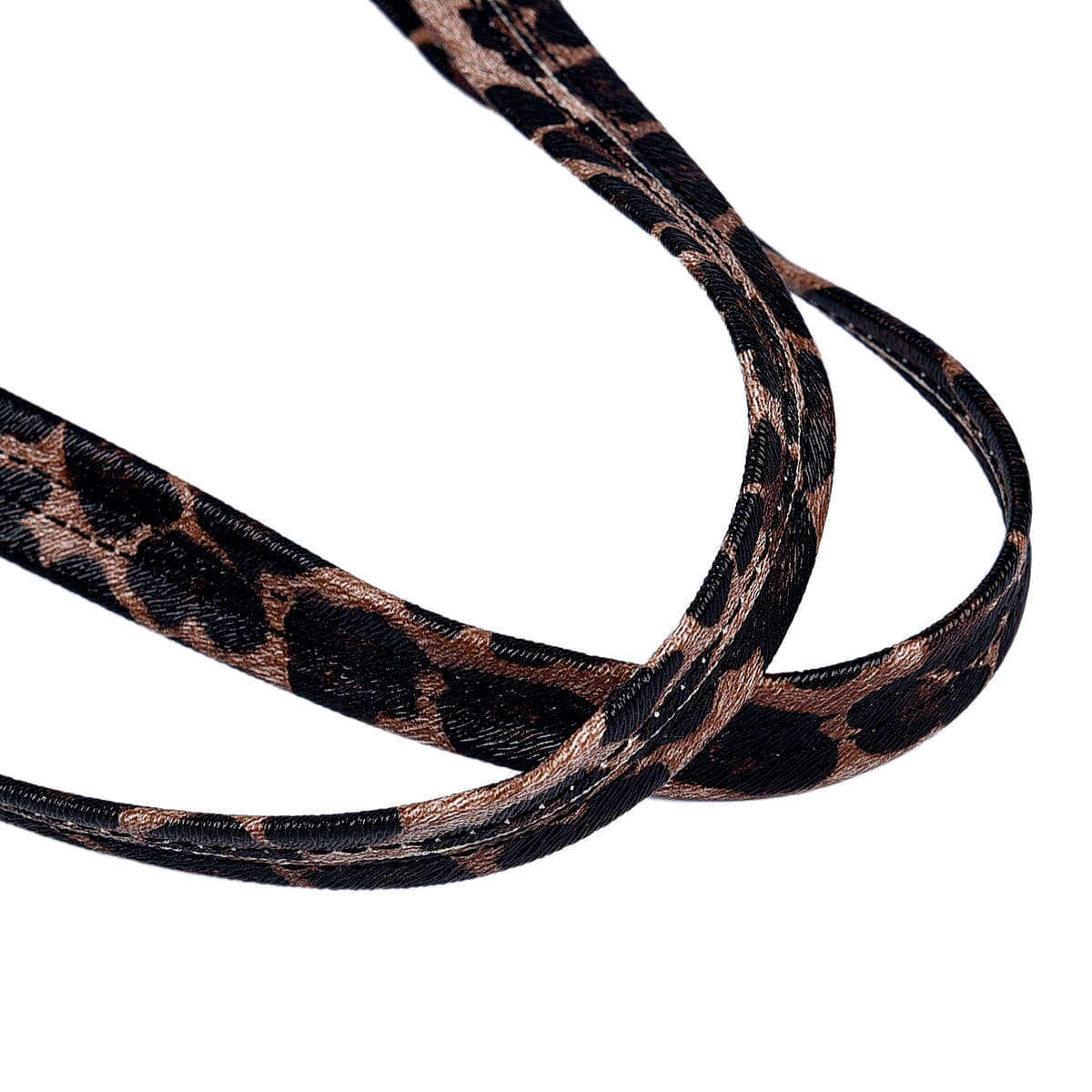 Passage Brown Leopard Pattern Faux Leather Tote Bag with Handle Drop image number 4