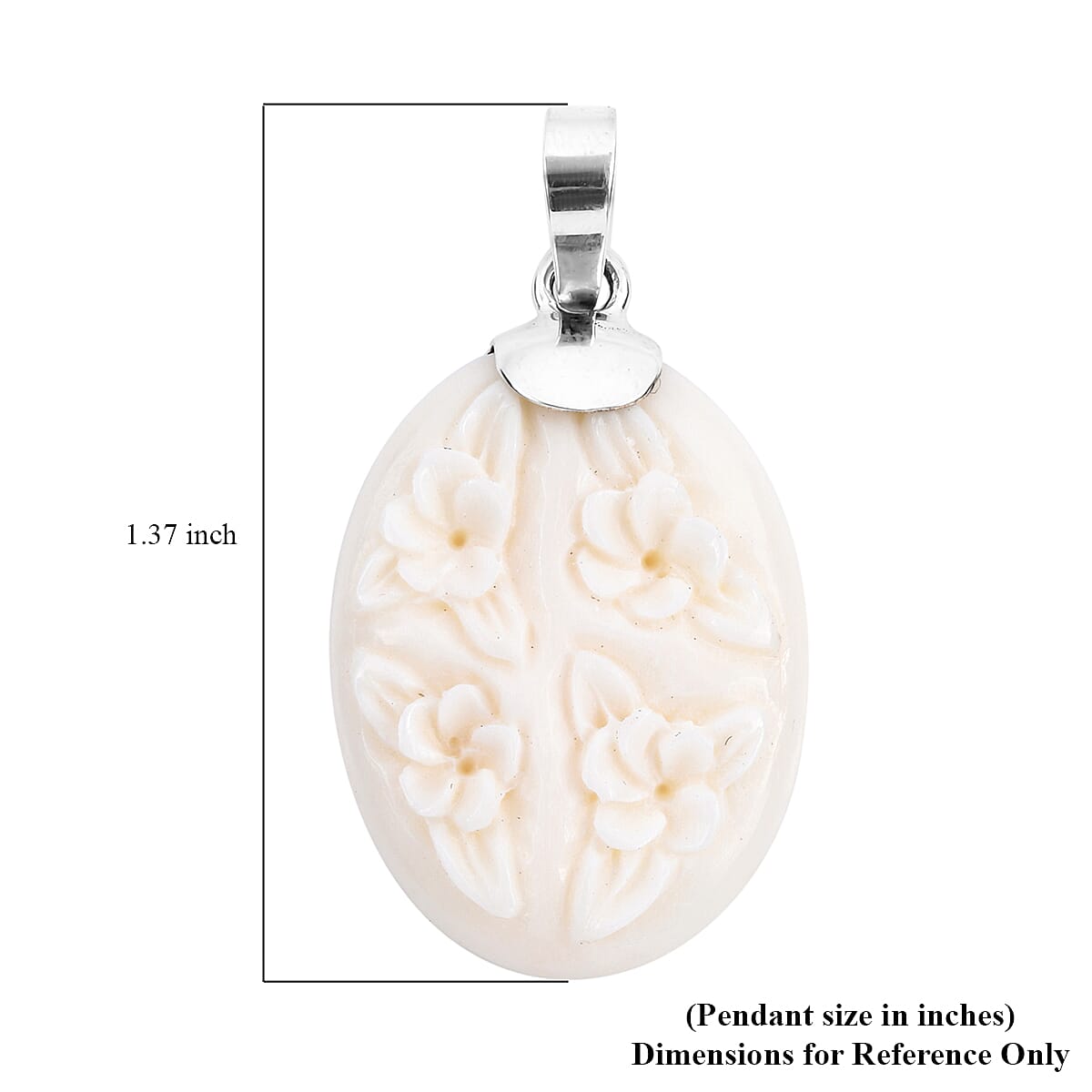 Bali Goddess Carved Bone Flower Pendant in Sterling Silver