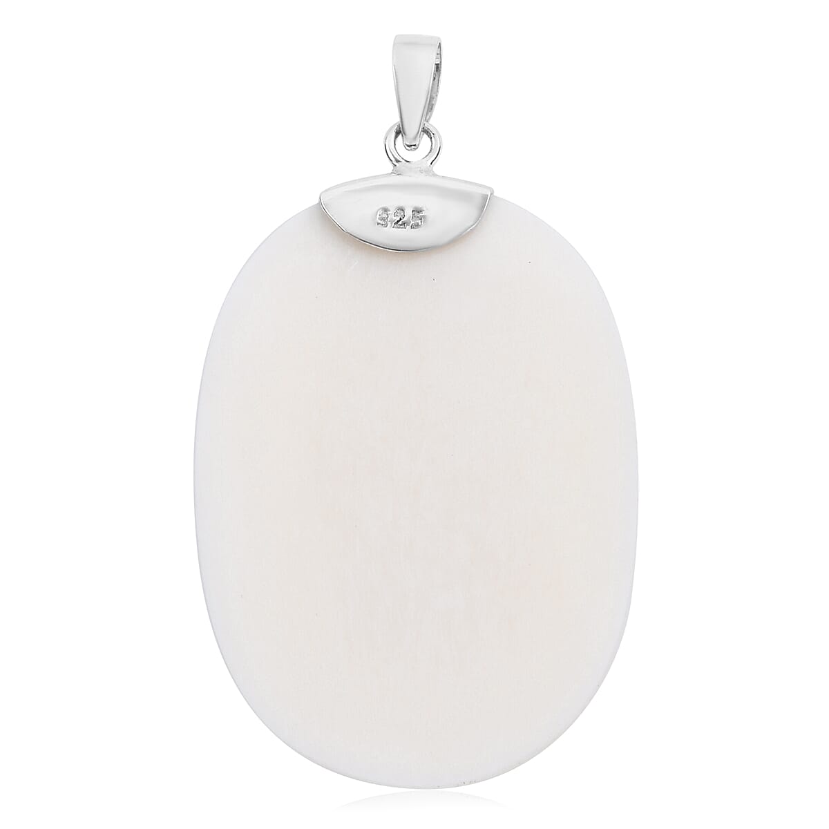 Bali Goddess Carved Bone Birds & Flower Pendant in Sterling Silver image number 3