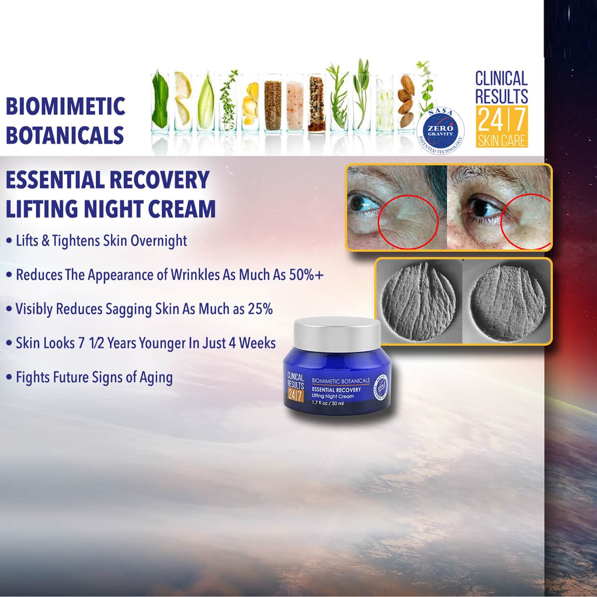 Clinical Results NASA 3D-Biomimetic Botanicals Night Cream 1.7oz image number 2