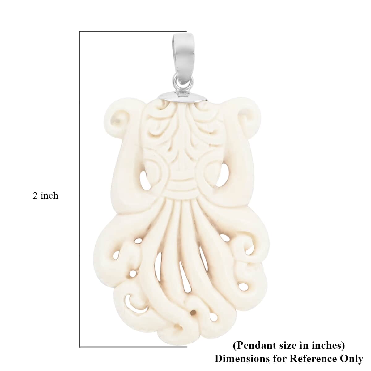 Carved Bone Octopus Pendant in Sterling Silver image number 3