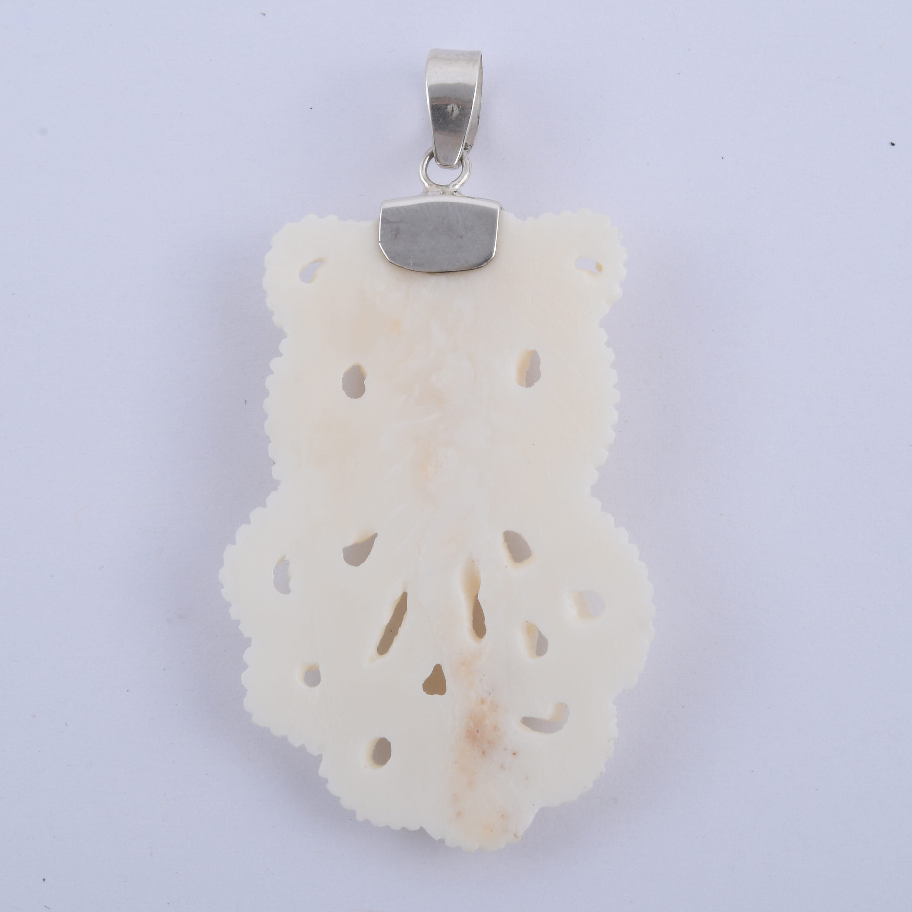 Carved Bone Octopus Pendant without Chain in Sterling Silver