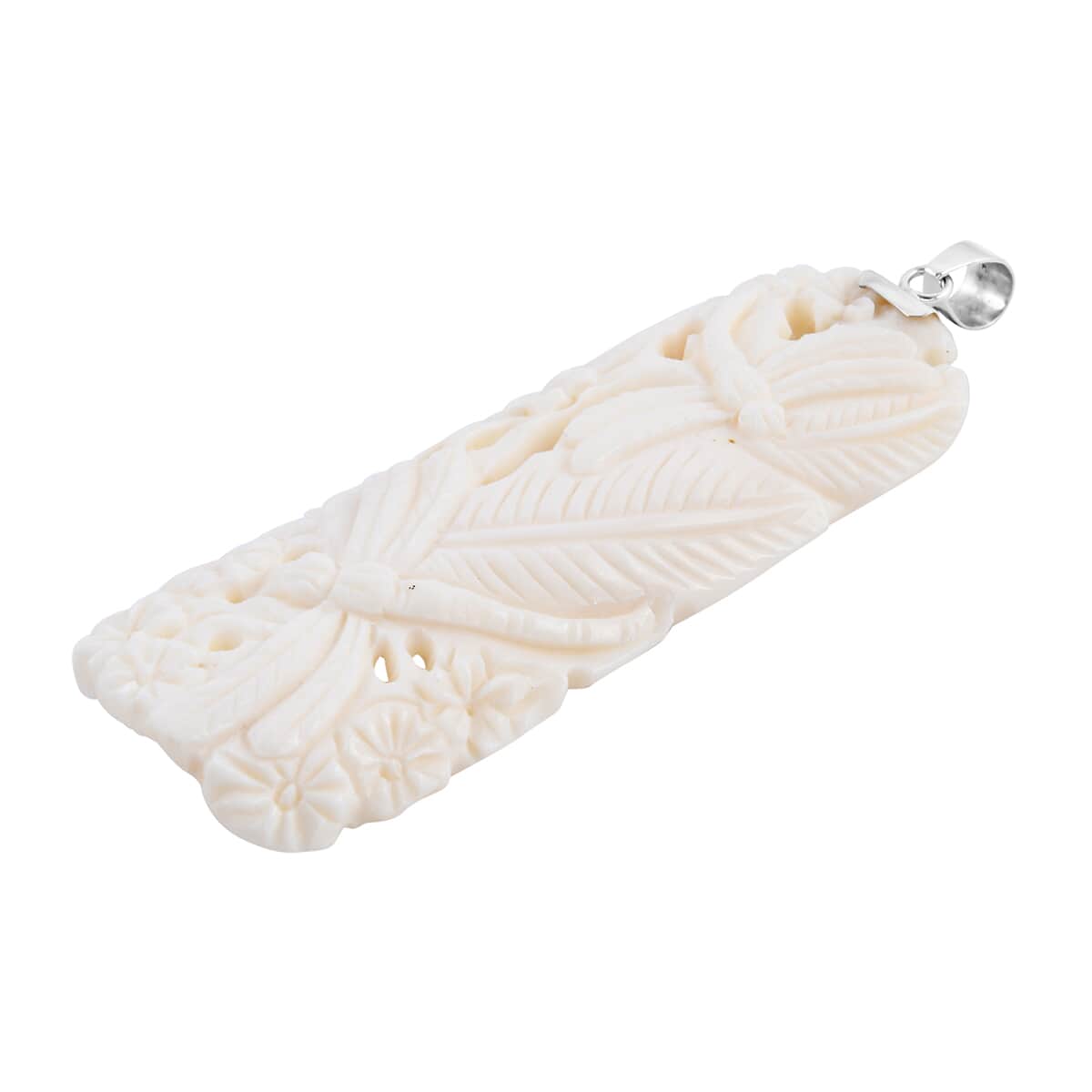 Carved Bone Dragonfly Pendant in Sterling Silver image number 2