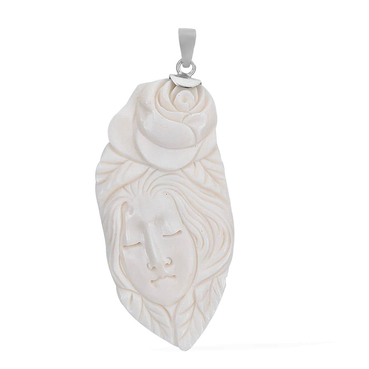 Carved Bone Pendant in Sterling Silver image number 0