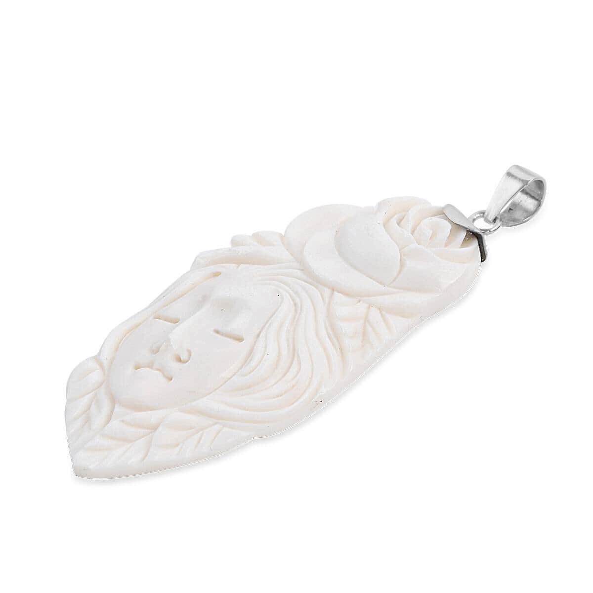 Carved Bone Pendant in Sterling Silver image number 2