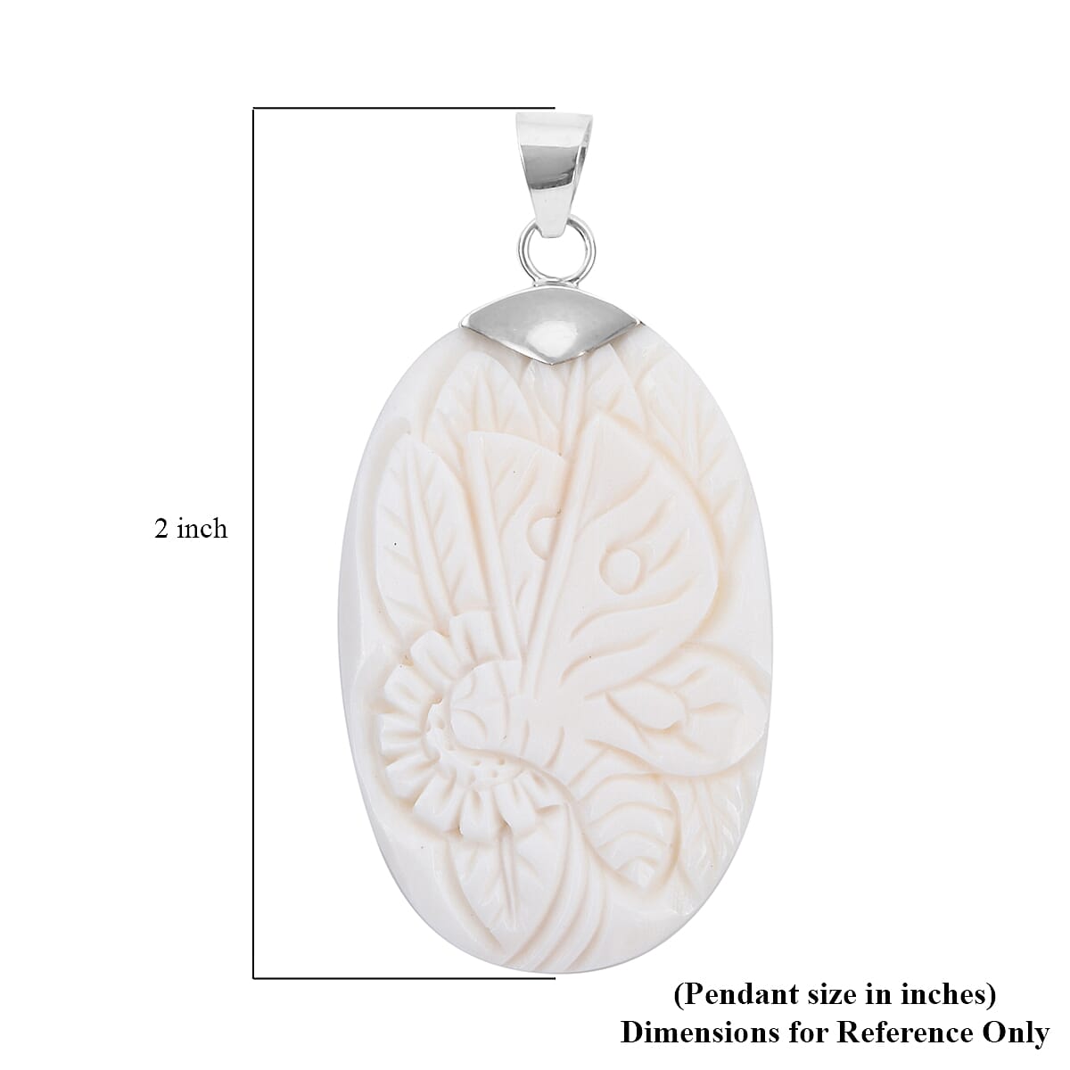 Bali Goddess Carved Bone Butterfly Pendant in Sterling Silver image number 4