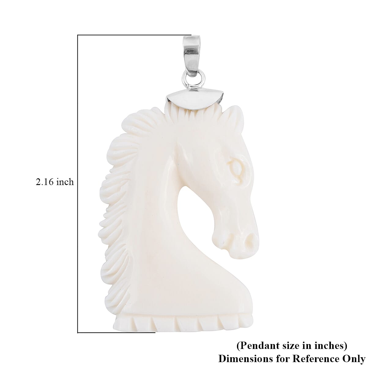 Bali Goddess Carved Bone Horse Pendant in Sterling Silver