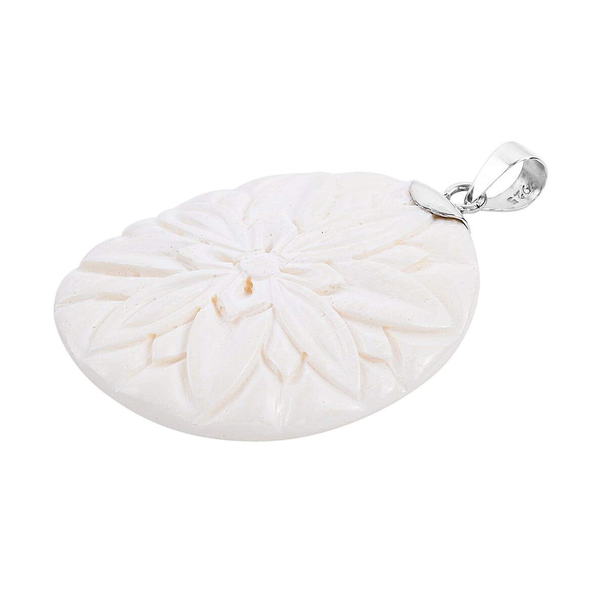 Bali Carved Bone Pendant in Sterling Silver| Unique Gifts For Women image number 2