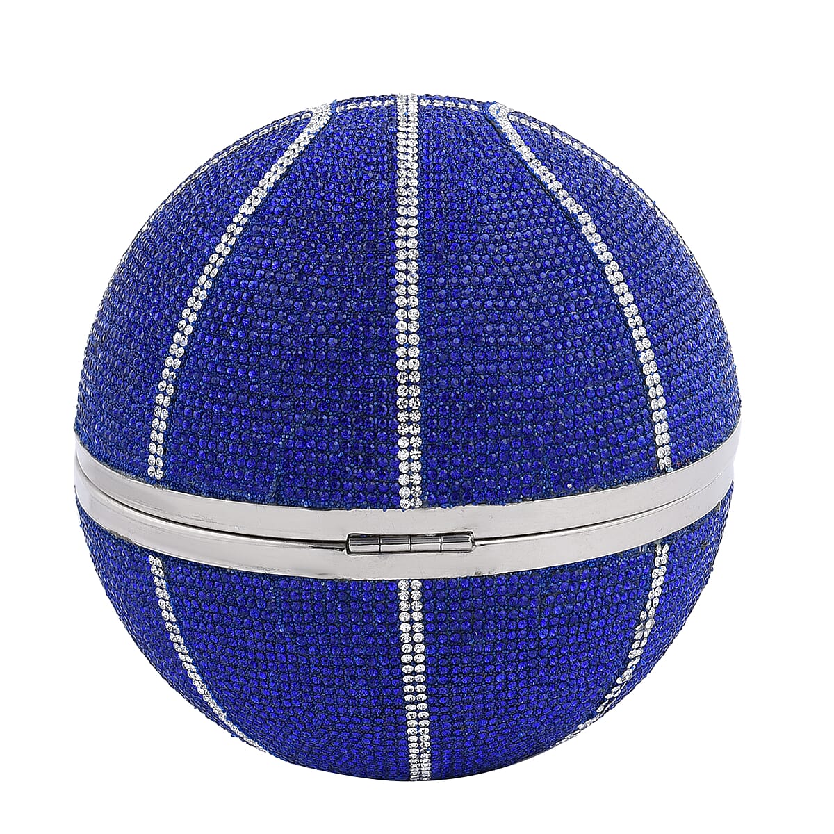 Black Crystal Basketball Shape Clutch Bag (D 5.5") wih Chain (47") and Hand Drop (3.25") image number 3