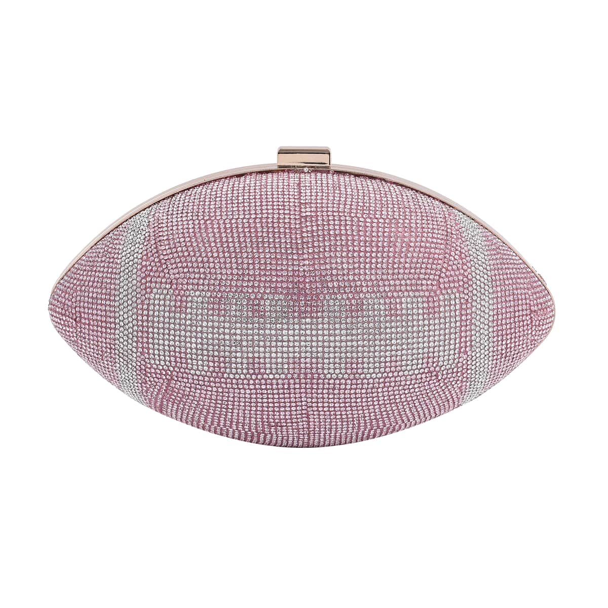 Pink Crystal Football Shape Clutch Bag with Chain image number 1