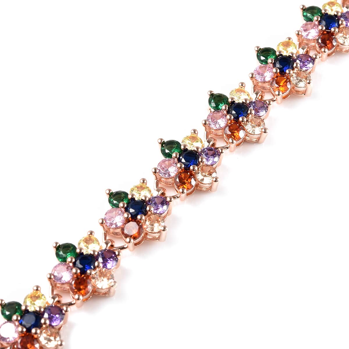 Simulated Multi Color Diamond 7.85 ctw Bolo Bracelet in Rosetone image number 3