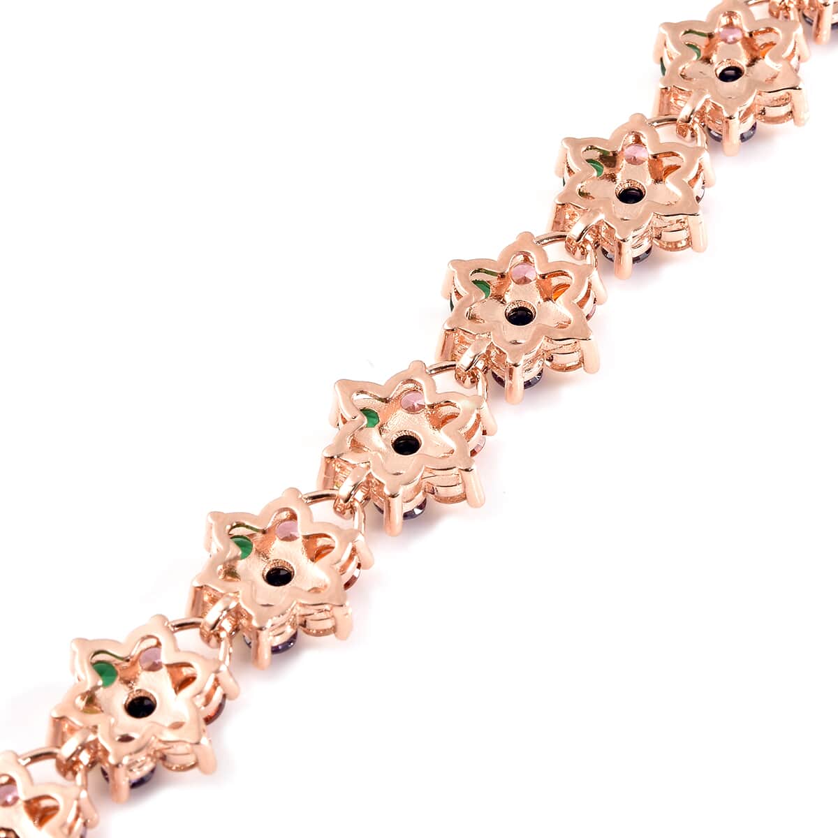 Simulated Multi Color Diamond 7.85 ctw Bolo Bracelet in Rosetone image number 4