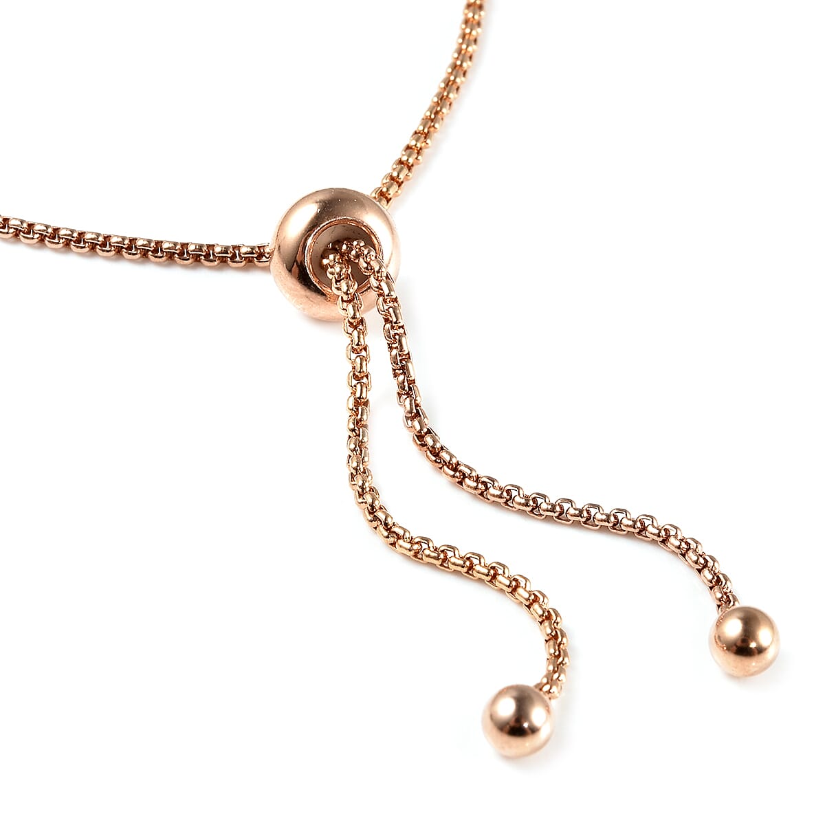 Simulated Multi Color Diamond 7.85 ctw Bolo Bracelet in Rosetone