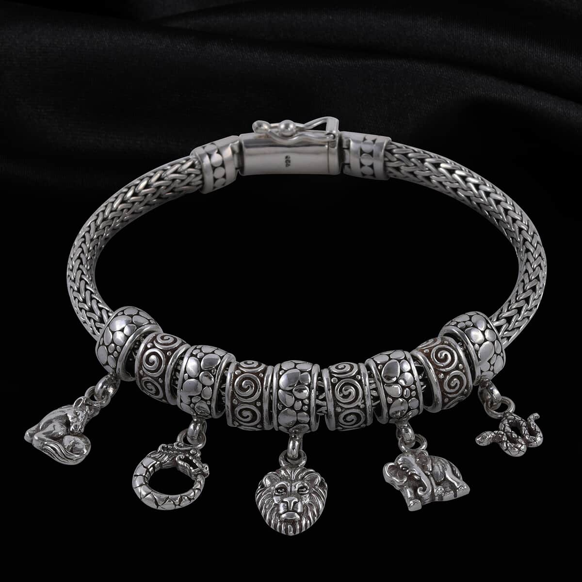 BALI LEGACY Sterling Silver Animal Charms Bracelet (8.00 In) 40 Grams image number 1