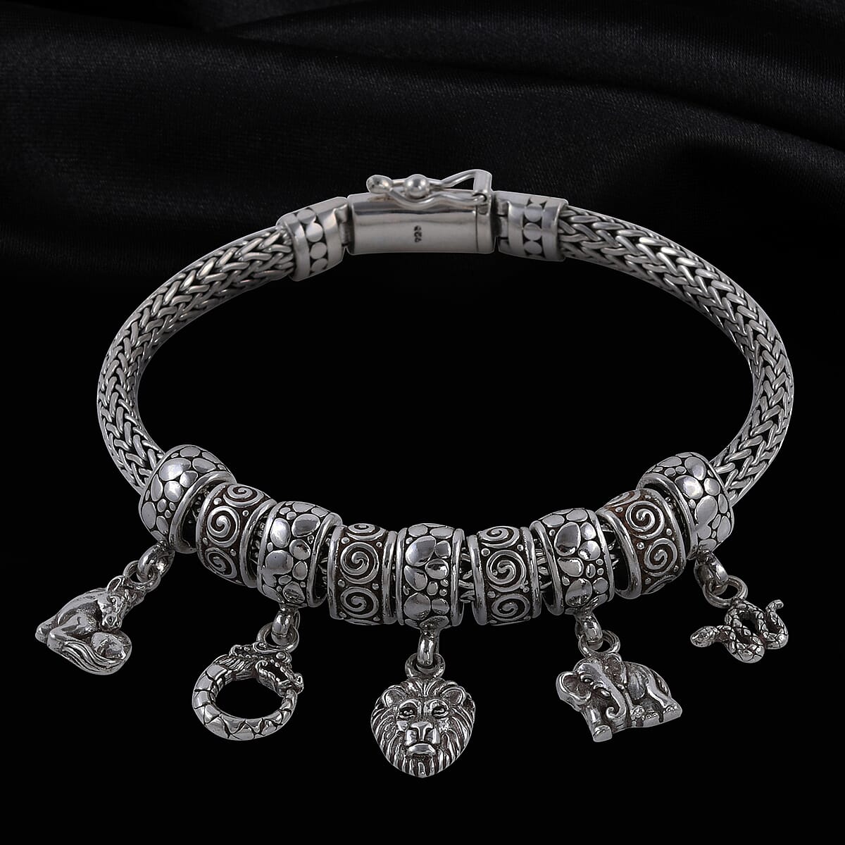 Bali Legacy Sterling Silver Animal Charms Bracelet (7.25 In) 40 Grams image number 1