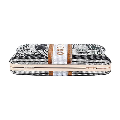 Black Crystal Dollar Shape Clutch Bag for Women with Detachable Chain Strap | Women Purse | Designer Bags | Ladies Purse | Handbags for Women
