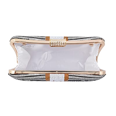 Black Crystal Dollar Shape Clutch Bag for Women with Detachable Chain Strap | Women Purse | Designer Bags | Ladies Purse | Handbags for Women