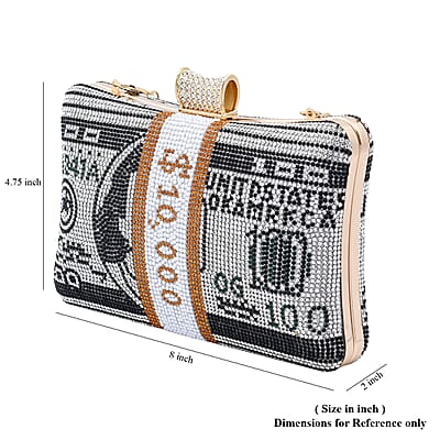Black Crystal Dollar Shape Clutch Bag for Women with Detachable Chain Strap | Women Purse | Designer Bags | Ladies Purse | Handbags for Women