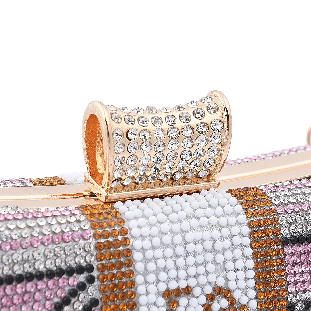 Pink Crystal Dollar Shape Clutch Bag for Women with Detachable Chain Strap | Women Purse | Designer Bags | Ladies Purse | Handbags for Women image number 3