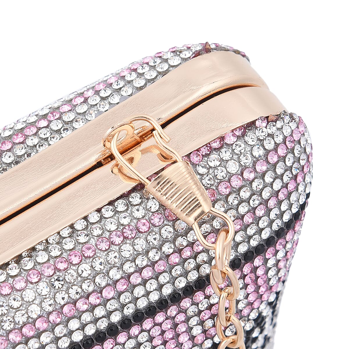 Pink Crystal Dollar Shape Clutch Bag for Women with Detachable Chain Strap | Women Purse | Designer Bags | Ladies Purse | Handbags for Women image number 4