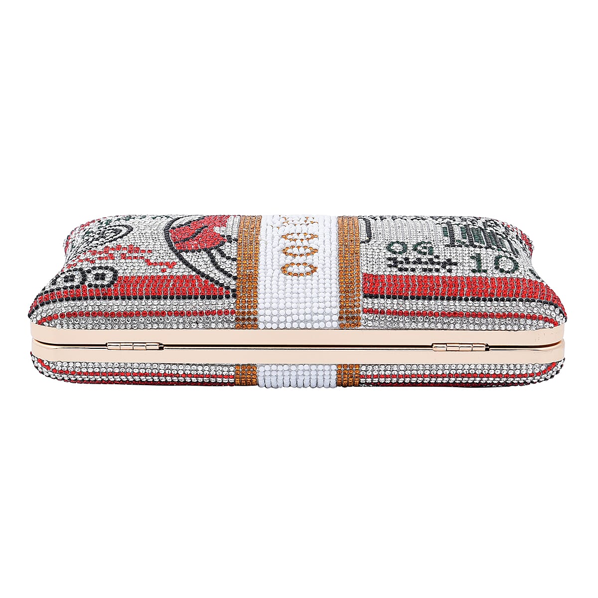 Red Crystal Dollar Shape Clutch Bag for Women with Detachable Chain Strap | Women Purse | Designer Bags | Ladies Purse | Handbags for Women image number 2