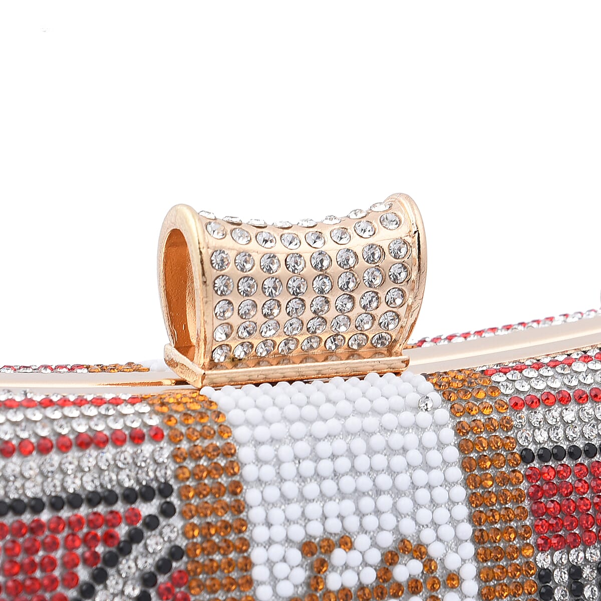 Red Crystal Dollar Shape Clutch Bag for Women with Detachable Chain Strap | Women Purse | Designer Bags | Ladies Purse | Handbags for Women image number 3